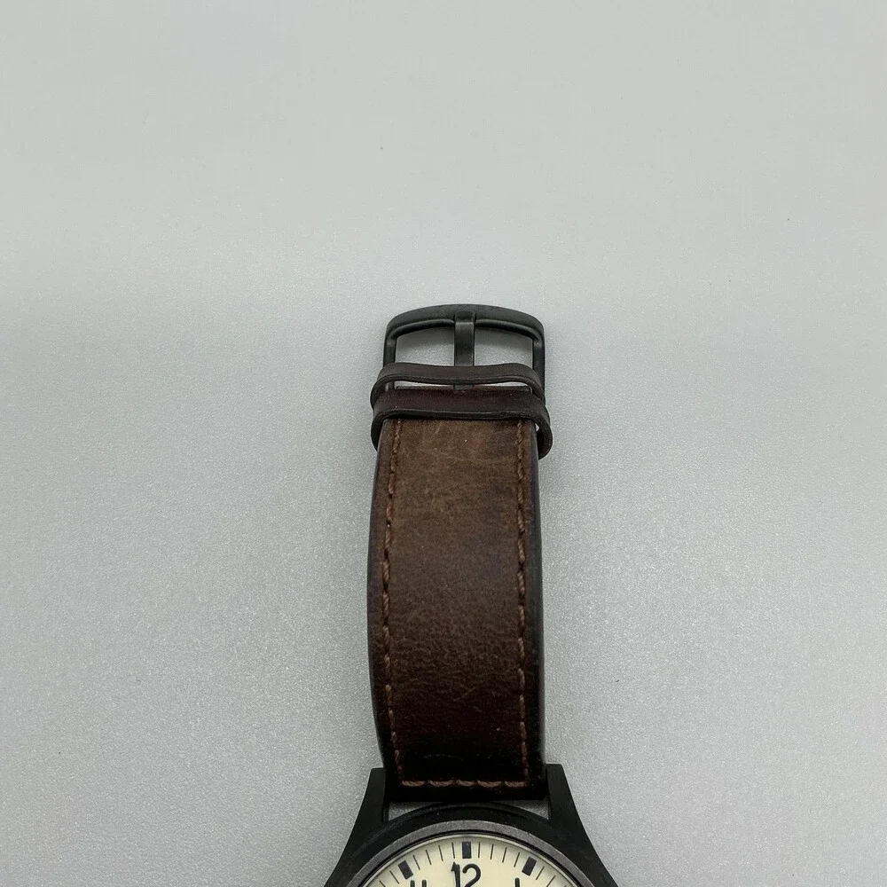 Timex Expedition Indiglo Men Watch 40mm Cream Dial Brown Leather T4K693 New Batt